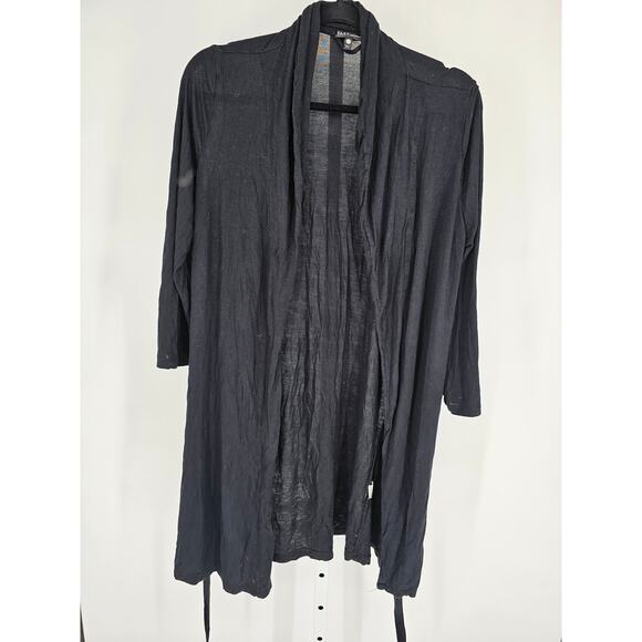 Tart Intimates womens Sz L Knee Length Robe Lightweight Black Long Sleeve - Picture 1 of 3